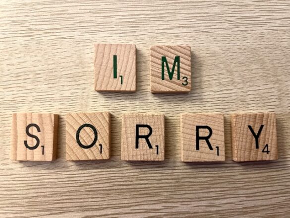 Blocks spell out "i'm Sorry"